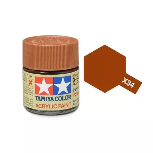 Peinture acrylique en pot - Marron Métal BRILLANT X34 - TAMIYA 81534 - 10ml