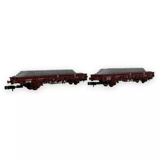 Set of 2 Arnold HN6543 "V" dropside flat wagons - N 1/160 - SNCF - EP V