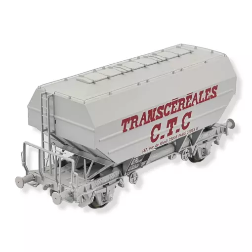 Vagón cerealero CTC gris con gran logotipo - REE MODELES WB731 SNCF HO 1/87 - EP IV