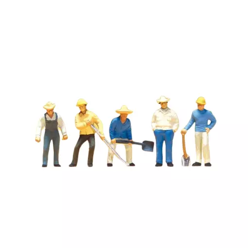 Pack de 5 Poseurs de voies - Figurine - PREISER 10031 - Échelle HO : 1/87ème