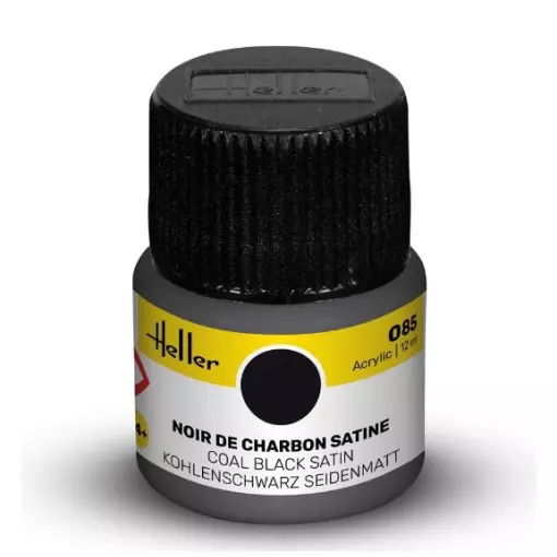 Peinture Acrylique 085 - Noir Charbon Satiné - Heller 9085 - 12ML