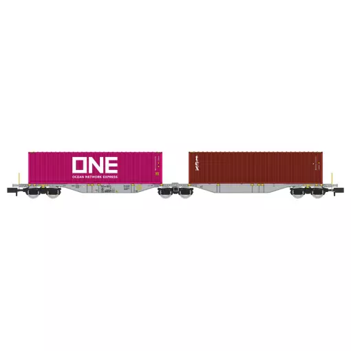Wagon Sggmrss 90 AEE + 2 Conteneurs 40’ - REE MODÈLES NW-329 - N 1/160 - SNCF - EP VI - DC