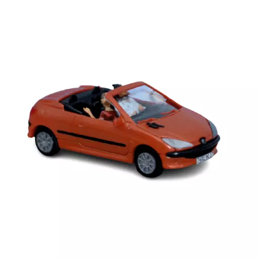 Peugeot 206 CC, tangerine livery, 2 characters SAI 1633 - HO 1/87