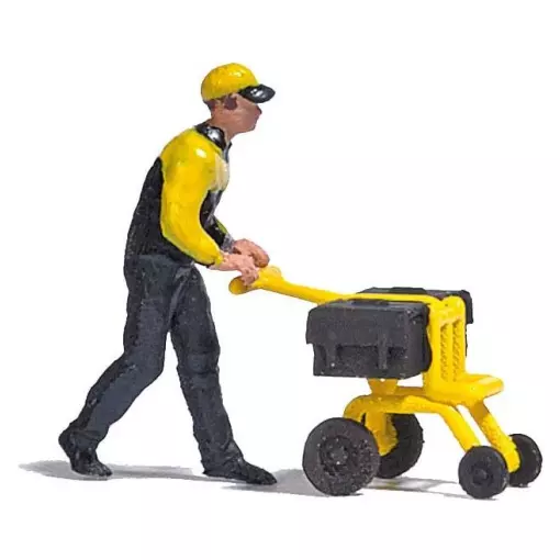 Postman with delivery trolley