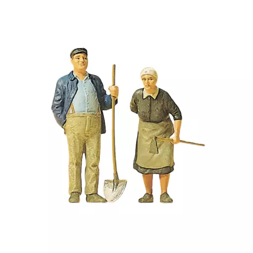 Lot von 2 Figuren Bauer und Bäuerin Preiser 45071 - G: 1/22.5