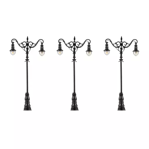 Juego de 3 Faller 180114 - HO 1/87 altura 75 mm Luces de bola LED/linternas colgantes