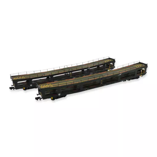 Lote de 2 vagones porte-autos DD DEV 66 Arnold HN4412 - N 1/160 - SNCF - EP V