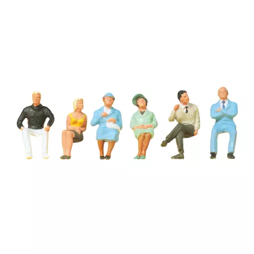 6 figurines assises Preiser 68209 - 1:50 & O 1:43 - Peintes