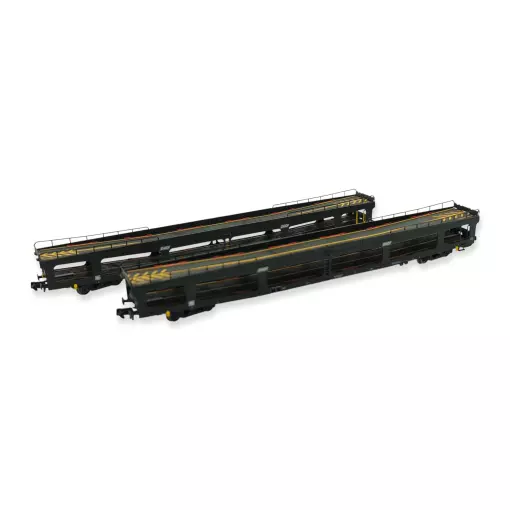 Set of 2 wagons porte-autos DD DEV 66 Arnold HN4411 - N 1/160 - SNCF - EP IV