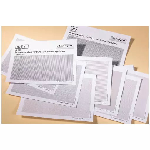 set of 16 sheets printed interior decoration - offices AUHAGEN 42660 - HO/TT/N