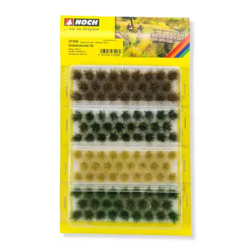 Lot de 104 touffes d'herbes 4 couleurs XL 9mm - HO 1/87 - NOCH 07006