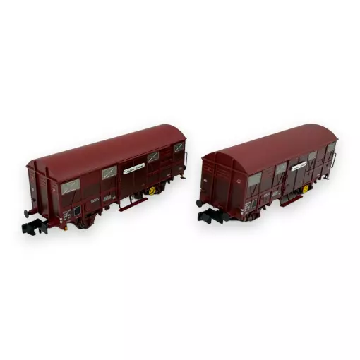 Coffret de 2 wagons couverts à 2 essieux - Arnold HN6572 - N 1/160 - SNCF - Ep IV - 2R