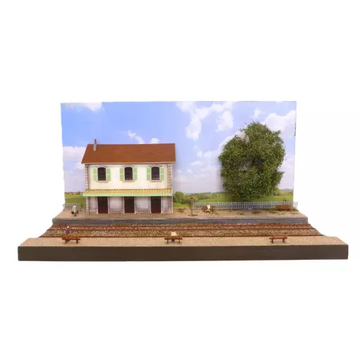 Demi-gare PLM avec deux voies - Bois Modélisme BM120001 - HO 1/87