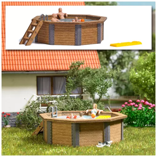 Family swimming pool scene - Busch 1832 - HO 1/87