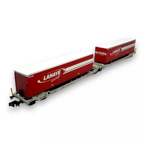 Double trailer wagon Sdggmrs AAE Hupac Intermodal + 2 LAHAYE trailers