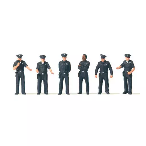 Set of 6 police officers in uniform Preiser 10799 - HO : 1/87