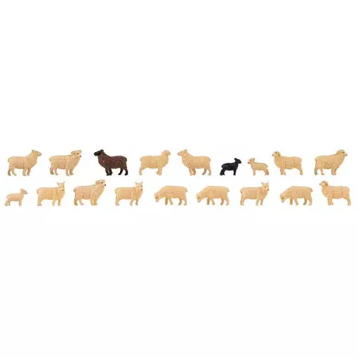 Set di 18 pecore domestiche Faller 151917 - HO : 1/87