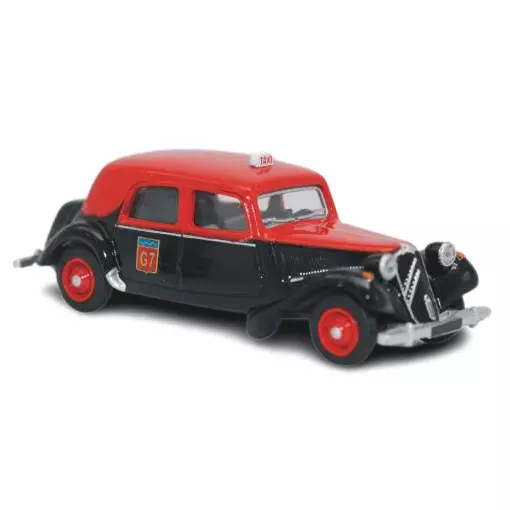 Voiture TAXI G7 Citroën Traction 11B 1952 rouge et noir - Sai 6111 - HO 1/87