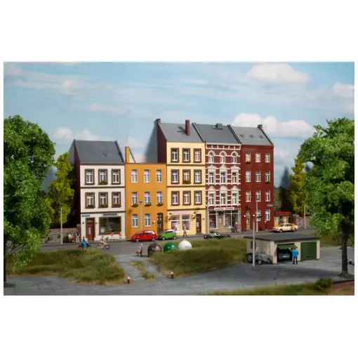 4 maisons en demi-relief SchmidtstraBe AUHAGEN 11467 - HO 1/87 387x45x214mm