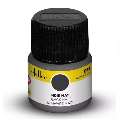 Peinture Acrylique 033 - Noir Mat - Heller 9033 - 12ML