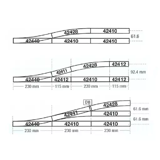 Straight Rail | G1 230 mm ROCO 42410 | HO 1/87 - Code 83
