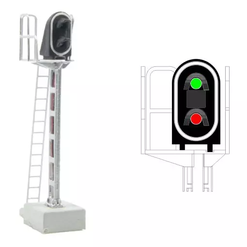 Signal principal 2 feux LED - Vert/rouge - MAFEN 413201 SNCF - N 1/160