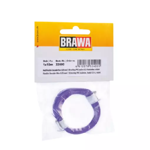 Bobine de fil de câblage Violet Brawa 32400 - 10 mètres - 0.05 mm² - HO | N