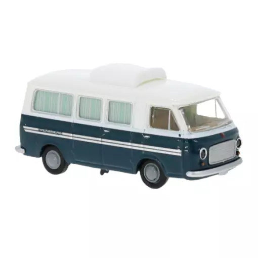 Camping-car - Fiat 238 - BREKINA 34417 - Échelle HO - Blanc / bleu
