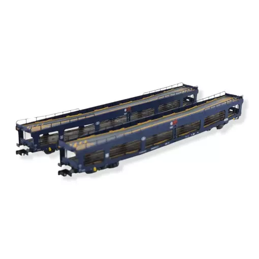 Set 2 wagons porte-auto DEV66 bleus Arnold HN4349 SNCB - N 1/160 - EP IV-V