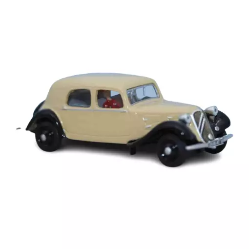 Citroën Traction 11A 1935 beige Maintenon et noire avec conducteur et une passagère - Sai 1600 - HO 1/87