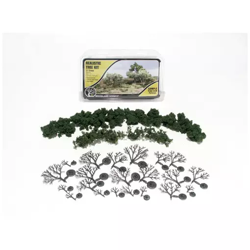 Kit de création d'arbre vert moyen - 21 armatures - WOODLAND TR1111 - HO 1/87