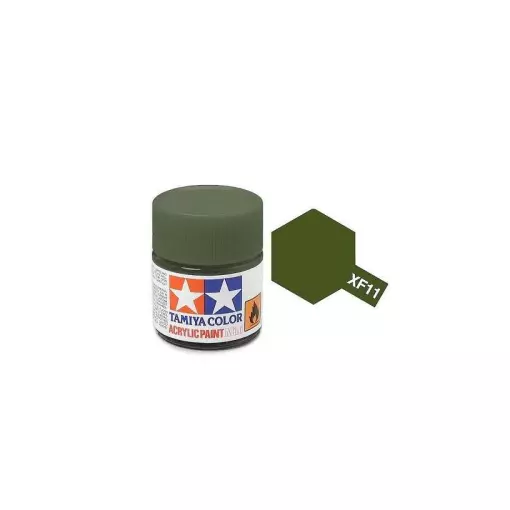 Peinture acrylique en pot - couleur Vert Aéron. Japonaise MAT XF11 - TAMIYA 81711 - 10ml