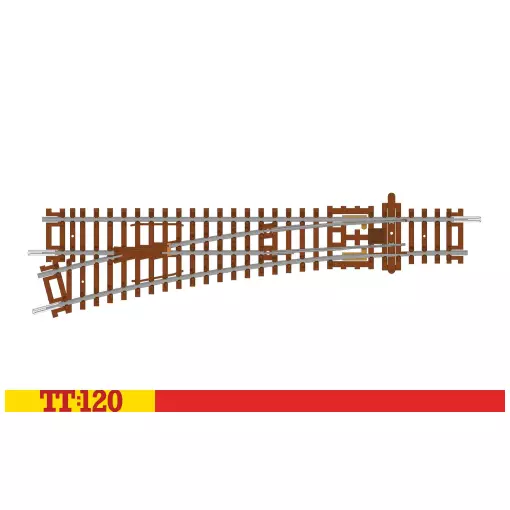 Pointe à gauche 166 mm 15° 631 mm - Hornby TT8008 - 1/120 
