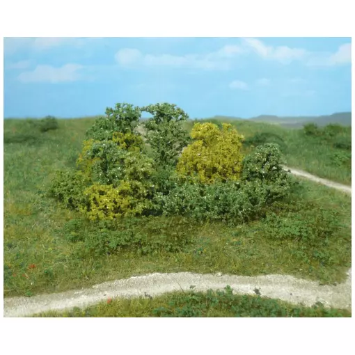 20 Buissons naturels - Vert clair / moyen / foncé - HEKI 1646 - Échelle HO / TT / N / Z