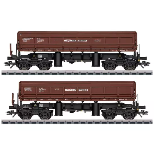 Set de 2 wagon à benne basculante FAs brun-rouge MARKLIN 48460 - HO 1/87 - EP VI