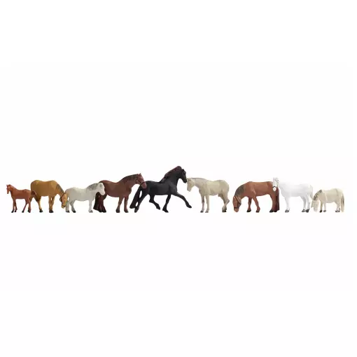 Pack of 9 horses NOCH 36761 - N : 1/160