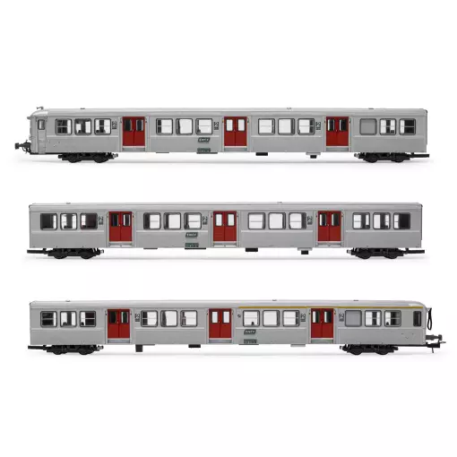 Set 3 voitures RIB 70 gris portes rouges JOUEF 4152 SNCF - HO 1/87 - EP IV-V