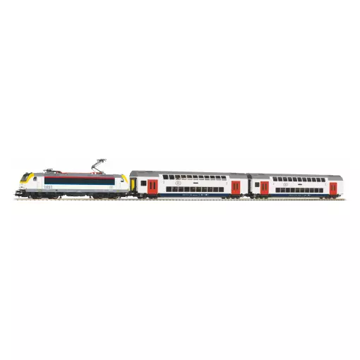 SmartControl WLAN starter set, tren de pasajeros de 2 pisos - Piko 59108 - HO 1/87 - SNCB - Ep VI - Digital - 2R
