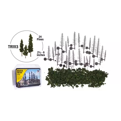 Kit per la creazione di alberi di pino verde bosco - 24 cornici - WOODLAND TR1113 - HO 1/87