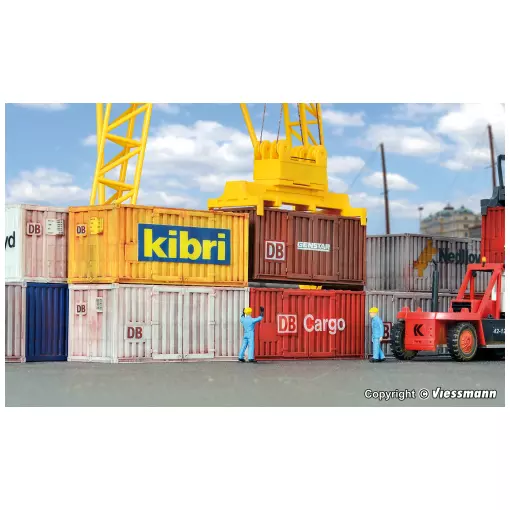 Lot de 6 conteneur 20 pieds - Kibri 10924 - HO 1/87