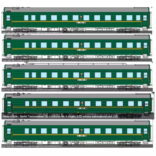 5-delige "Transiberische" trein - Heris 17056 - HO : 1/87 - SZD - EP IV / V