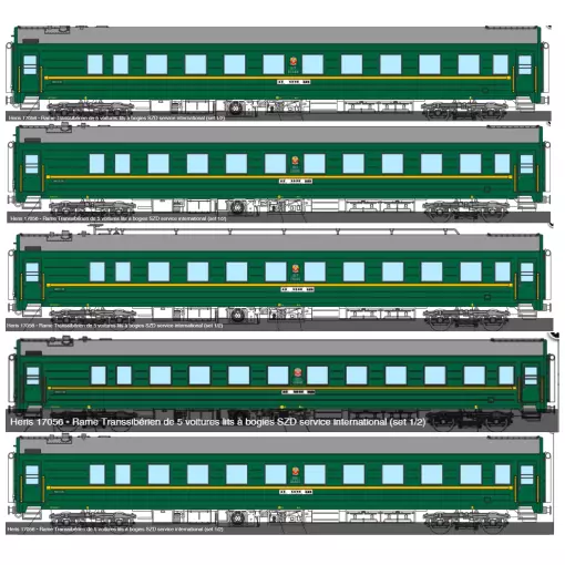 5-Wagen-Zug "Transibérien" - Heris 17056 - HO : 1/87 - SZD - EP IV / V