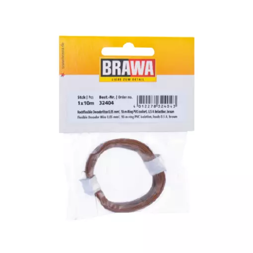 Bobine de fil de câblage Marron Brawa 32404 - 10 mètres - 0.05 mm² - HO | N