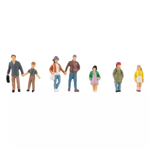 Lot de 7 personnages Parents avec enfants Faller 151666 - HO : 1/87