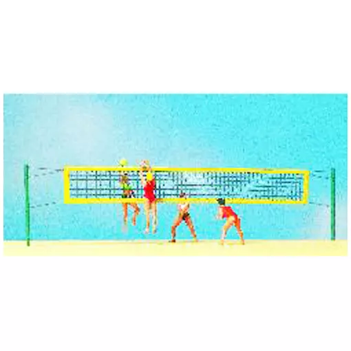 Characters playing beach volleyball