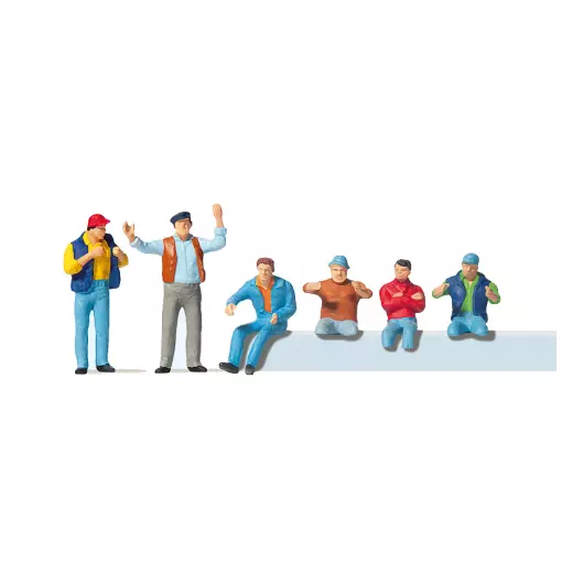 Pack de 6 Camionneurs - Figurine - PREISER 10038 - Échelle HO : 1/87ème