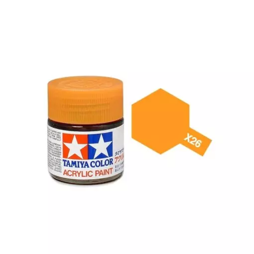 Peinture acrylique en pot -  Orange Transparent BRILLANT X26 - TAMIYA 81526 - 10ml