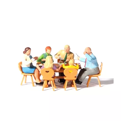 Famille à table - Preiser 10282 - HO 1/87