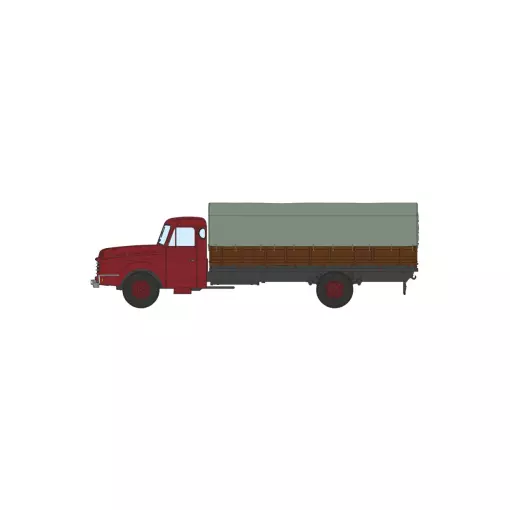 Camion Willeme Benne à ridelles avec bâche - cabine bordeaux - Ree Modèles CB197 - HO 1/87