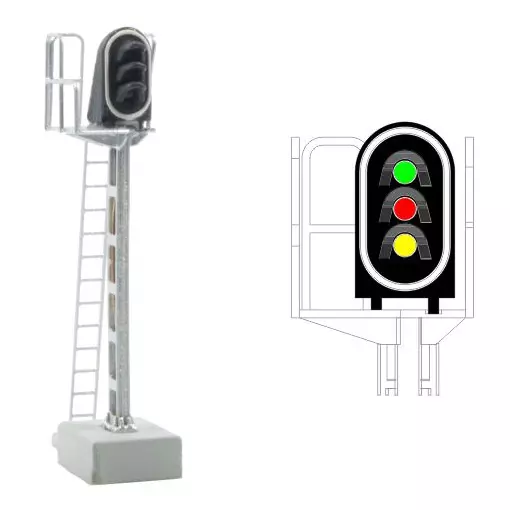 Signal principal 3 feux LED - Vert/rouge/jaune - MAFEN 413203 SNCF - N 1/160